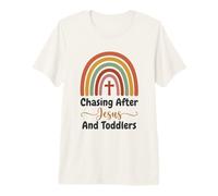 Chasing After Jesus and Toddler Vintage Boho Rainbow Camiseta Premium