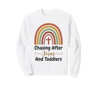 Chasing After Jesus and Toddler Vintage Boho Rainbow Sudadera