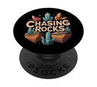 Chasing Rocks Crystal Collector Geology Mineral Hunter PopSockets PopGrip Adhesivo