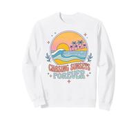Chasing Sunsets Forever Beach Ocean Palm Retro Vacaciones Surf Sudadera