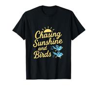 Chasing Sunshine and Birds Avistamiento de Aves Humor Arte Camiseta