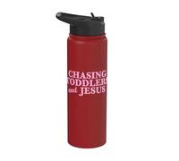 Chasing Toddlers and Jesus Funny Christian Mom Life Stainless Steel Insulated Water Bottle