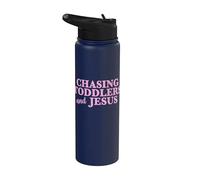 Chasing Toddlers and Jesus Funny Christian Mom Life Stainless Steel Insulated Water Bottle