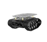 Chasis de Coche de Tanque con codificador de Motor de CC, chasis de absorción de Impactos de suspensión de Doble Capa de Metal Completo robótico de Plataforma móvil para Arduion RPi Jetson DIY Maker