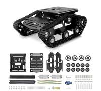 Chasis de coche tanque con motor, chasis robot que absorbe los golpes, chasis robótico de metal completo para Raspberry Pi Arduino DIY Maker Smart Robot Car Chassis Kit (negro, con motor codificador)