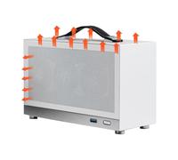 Chasis de factor de forma pequeña: chasis de metal reforzado que admite múltiples estándares de placa base con acceso sin herramientas, estructura optimizada para flujo de aire y de unidad