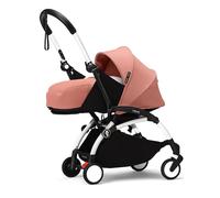 Chasis del Stokke YOYO3 (Blanco) con Pack para Recién Nacido 0+ (Ginger) - Incluye colchón, arnés de cinco puntos, dosel extensible, correa acolchada para el hombro, y bolsa almacenamiento