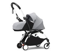 Chasis del Stokke YOYO3 (Blanco) con Pack para Recién Nacido 0+ (Stone) - Incluye colchón, arnés de cinco puntos, dosel extensible, correa acolchada para el hombro, y bolsa almacenamiento