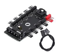 Chasis Fan Hub Interfaz de 4 pines Controlador de velocidad divisor de 10 vías 12 V para carcasa de computadora Soportes de refrigeración para PC Ventiladores de 3 pines y 4 pines