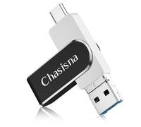 Chasisna Pendrive Phone de 128 GB, Pendrive para Phone 3 en 1,Pen Drive Phone, Pad, Tabletas, PC y Teléfonos Android con USB C，Memoria Externa Phone para Guardar Más Fotos Vídeos（Negro）
