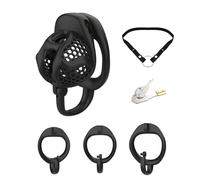 Chastity Cage Men Sex Toy Accessories with 3 Rings, Anti-Slip Belt Fixation Design, 3D Print Cock Cage SM Invisible Lock Penis Bondage Set (Black+Belt,Hive)
