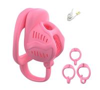 Chastity Cage Men Sex Toy Accessories with 3 Rings, Anti-Slip Belt Fixation Design, 3D Print Cock Cage SM Invisible Lock Penis Bondage Set (Pink,Armour)