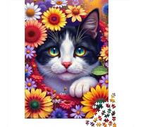 Chat au milieu Des Fleurs Paquete De 1000 Piezas Papel Ecológico Personas Que Aman Entrenamiento Cerebral Fácil De Limpiar Desafiante Y Divertido 38x26cm/1000pcs