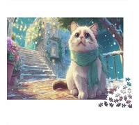 Chat Dans la Nuit enneigée Puzzle 1000 Pièces : Pet Jeux Éducatifs Défiant, Pour Adultes, Cadeau Et Décoration Parfaite 70x50cm/1000pcs