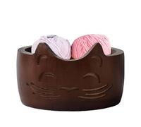 Chat De BOL De Fil De Crochet - Chat De BOL De Fil De Bois, Ce BOL En Fil De Bois pour Chat EST Léger Et Portable |BOL De Fil À Tricoter Fait À La Main avec Trous De Rangement, BOL Porte-Fil pour