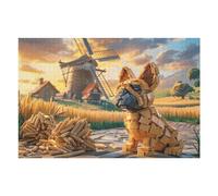 Chat et Chien mignons de Ferme Puzzles 1000 Piezas Moderno Minimalista Bêtes enchantées lumineuses Rompecabezas Familiar para Adultos 3D Maquetas Construir Aliviar Estrés Decorativo 1000 PCS
