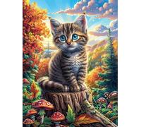 Chat tigré Dans la forêt enneigée Rompecabezas 500 Piezas Cartón para Parejas Mitos Animal Planta Actividad Tiempo Libre Terapia Relajación Decoración Salón Regalo Sorpresa 500 PCS