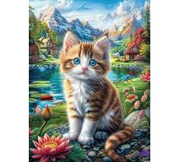 Chat tigré Dans le Jardin Fleuri Puzzle 1000 Piezas Cartón Blanco Premium para Expertos Mitos Animal Planta Vacaciones Fines Semana Hobby Y Ocio Regalo Navideño 1000 PCS