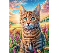 Chat tigré Dans le Jardin Fleuri Puzzle 500 Piezas Cartón Grueso para Principiantes Mitos Cuento de Hadas Agilidad Mental Vacaciones Verano Garantía Reposición Piezas Regalo Ideal 500 PCS
