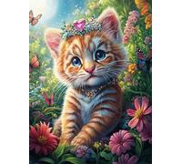 Chat tigré dans le jardin fleuri Rompecabezas 1000 Piezas Cartón Resistente Para Mayores Animal cuento de hadas fantástico Mejora Atención Entrenamiento Memoria Diversión Grupal Detalle De Regalo 1000