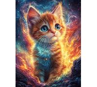 Chat tigré Orange Dans le Jardin de feu Puzzle 300 Piezas Cartón Grueso para Principiantes Animal Planta Ejercicio Mental Relajante Ocio Creativo Casa Regalo Creativo 300 PCS