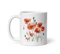 Chatcripant Taza Amapolas Flor Pintura Acuarela Naturaleza Taza Té Café Plantas Regalo Fantasía Original, CL-005