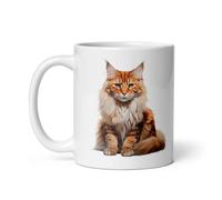 Chatcripant Taza de gato Raza Maine Coon British shorthair Bengala Sagrado de Birmania con estampado de felino y ventilador de pasión para mascotas regalo elegante café té (Maine Coon), CHAT-001