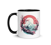Chatcripant Taza Japón Geisha Samurai Flores de cerezo Sakura Montaña Fuji Pagoda Paisaje Naturaleza Arte Taza de viaje Cultura japonesa Cerámica Geek (Paisaje Monte Fuji)