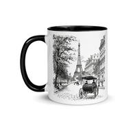 Chatcripant Taza París Torre Eiffel Francia Recuerdo Taza de Viaje Monumentos Dibujo Romance Elegancia Decoración Café Ciudad de las Luces Té Regalo Arte Original (Torre Eiffel Retra)