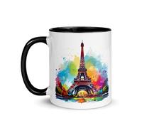 Chatcripant Taza París Torre Eiffel Francia Recuerdo Taza de Viaje Monumentos Dibujo Romance Elegancia Decoración Café Ciudad de las Luces Té Regalo Arte Original (Colorida Torre Eiffel)