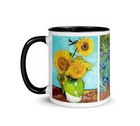 Chatcripant Taza Van Gogh Girasoles Iris Taza Café Té Regalo Noche Estrellada Fiesta Ródano Flores Pintura Ciprés Olivos Trigo, CHAT-001