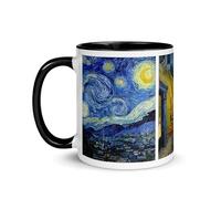Chatcripant Taza Van Gogh Noche Estrellada Terraza Noche Ródano Taza Café Té Regalo Flores Pintura Ciprés Trigo Girasoles Amapolas Iris, CHAT-001