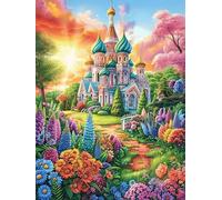 Château coloré Dans le Jardin Fleuri Rompecabezas 500 Piezas Cartón para Adultos Y Adolescentes Animal Planta para Coleccionistas Decoración Única Hogar Antiestrés Regalo Reyes Magos 500 PCS