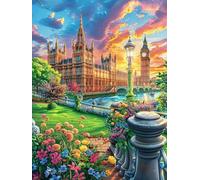 Château Dans le Jardin Fleuri Puzzle 300 Piezas Cartón Grueso para Principiantes Mitos Cuento de Hadas Agilidad Mental Vacaciones Verano Garantía Reposición Piezas Regalo Ideal 300 PCS