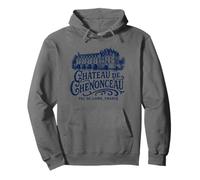 Château de Chenonceau Val de Loire, Francia, Estampado Azul Marino Sudadera con Capucha