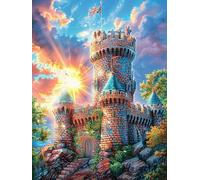 Château enchanté dans le ciel au coucher de soleil Rompecabezas 500 Piezas Cartón Grueso Para Adultos Mitos fantásticos Desconectar Rutina Ejercicio Mental Relajante Decoración Dormitorio Regalo 500 P