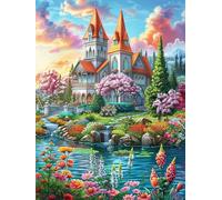 Château enchanté Dans le Jardin Fleuri Rompecabezas 300 Piezas Cartón para Parejas Mitos Animal Planta Actividad Tiempo Libre Terapia Relajación Decoración Salón Regalo Sorpresa 300 PCS