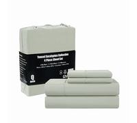 CHATEAU HOME COLLECTION Juego de sábanas 100 % Tencel, suaves, transpirables, de 300 hilos, certificado Oeko-TEX, sábanas refrescantes, se adapta a colchones de hasta 17 pulgadas, color mineral