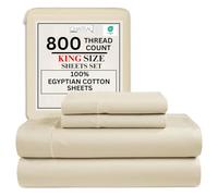 Chateau Home Collection - Juego de sábanas de satén de algodón Egipcio de 800 Hilos, con Bolsillo Profundo