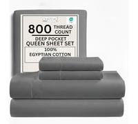 Chateau Home Collection - Juego de sábanas de satén de algodón Egipcio de 800 Hilos, con Bolsillo Profundo