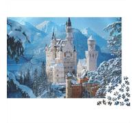 Château Sous la Neige |Scène de Conte de fées hivernal| Puzzles Amusants En Famille 52x38cm/1000pcs Adultes