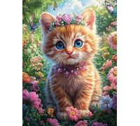 Chaton Avec UNE couronne de Fleurs Puzzle 500 Piezas Papel Principiantes Animal Cuento de Hadas fantástico Agilidad Mental Actividad Hacer En Grupo Colgar Pared Detalle Cumpleaños 50