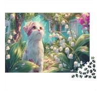 Chaton parmi Les LYS de la vallée Jeux De Puzzles Pour Adultes, 1000 Pièces Pet, Jeux Éducatifs Et Décorations Domiciliaires 38x26cm/1000pcs
