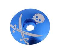 Chatonshen Bicicleta Tapón de Juego de Dirección Aleación de Aluminio Cubierta de Potencia Resistente Reemplazo Práctico Adecuado para Ciclistas, Blue Skull