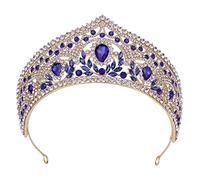 Chatonshen Bridal de Princesa Accesorios de Cabeza Corona para Novia Diadema Decorativa Cristal Material de Aleación Adecuada para Bodas Decoración D, Azul