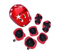 Chatonshen Casco para Bicicleta Infantil con Protección Ajustable Transpirable Material de Espuma Resistente Juego Incluye Coderas Rodilleras Muñequeras Diseño, Rojo