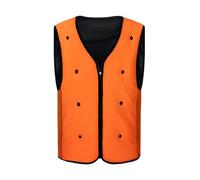 Chatonshen Chaleco Chaleco sin Mangas Chaleco de Trabajo Chaleco Transpirable con Diseño de Cuello en Uso Exterior Prolongado Adecuado para Trabajos de Campo, 3XL, Naranja Negro