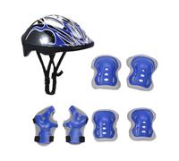 Chatonshen Conjunto Completo de Casco de Bicicleta Infantil con Rodilleras Ligeras, Protección para Los Y Las Muñecas, Fabricado en PVC Cómodo, Adecuado Pa, Azul Negro