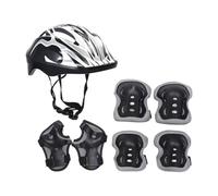 Chatonshen Conjunto Completo de Casco de Bicicleta Infantil con Rodilleras Ligeras, Protección para Los Y Las Muñecas, Fabricado en PVC Cómodo, Adecuado Pa, Negro Plata