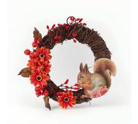 Chatonshen Guirnalda de Bayas Simuladas Guirnalda Corona Adorno Floral Ramo Frutal con Ardilla Apariencia de Ramas Marrones para TES Cálidos Adecuada para Puerta Principal Muro Estante Sala en